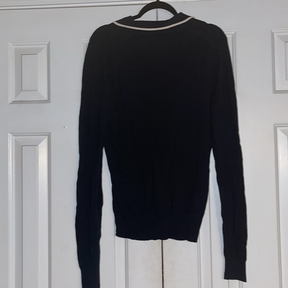 The Limited Stretch black with cream trim collar V neck sweater lightweight Med - Picture 4 of 4